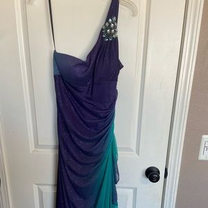 Long off one shoulder prom dress